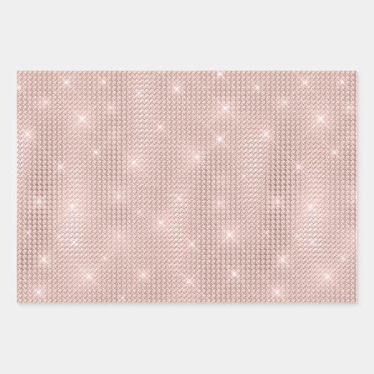 Elegant Glitzy Girly Blush Pink und Silver Geschenkpapier Set (Vorderseite 3)