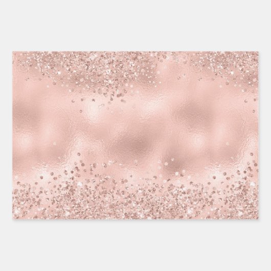 Elegant Glitzy Girly Blush Pink und Silver Geschenkpapier Set (Vorderseite 2)