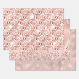 Elegant Glitzy Girly Blush Pink und Silver Geschenkpapier Set
