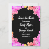 Elegant Glow Neon Lights Rose Boho Floral Wedding Save The Date (Vorderseite)
