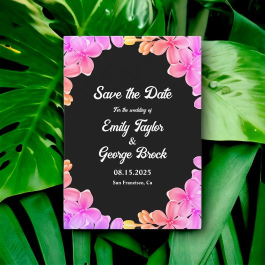 Elegant Glow Neon Lights Rose Boho Floral Wedding Save The Date