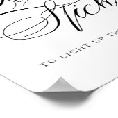 Elegant Glow Sticks Black Calligraphy | Chic Table Poster (Ecke)