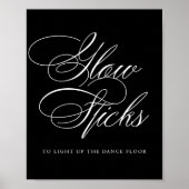 Elegant Glow Sticks White Calligraphy | Chic Table Poster (Vorne)
