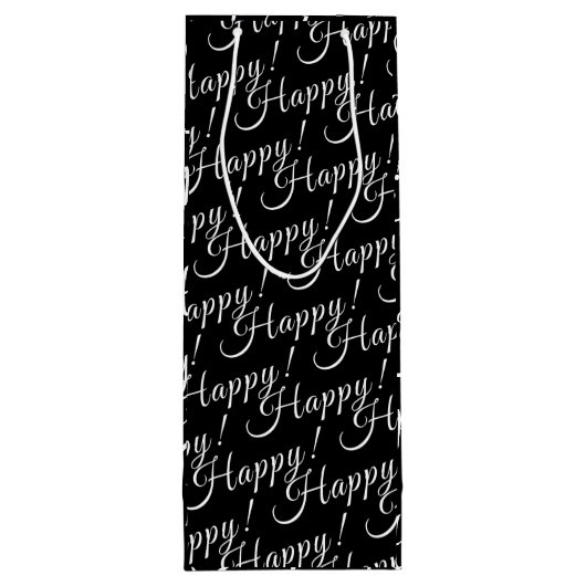 elegant GLÜCKLICH! | Geschenktüte Für Weinflaschen (Rückseite)