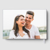 Elegant glücklich immer nach dem Foto Blue Wedding Gästebuch (Rückseite)