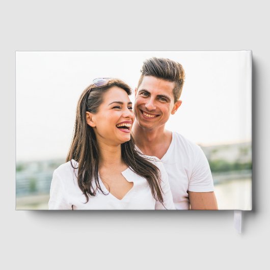 Elegant glücklich immer nach dem Foto Blue Wedding Gästebuch (Rückseite)