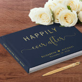 Elegant glücklich immer nach dem Foto Blue Wedding Gästebuch