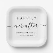 Elegant glücklich immer nach Hochzeit Pappteller (Vorderseite)