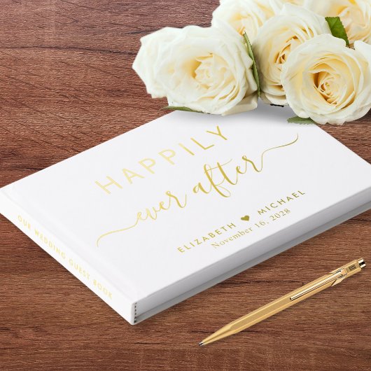 Elegant glücklich immer nach weißer Hochzeit Gästebuch