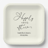 Elegant glücklich je nach Hochzeit der Elfenbeinro Pappteller (Vorderseite)