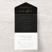 Elegant glücklich je nach Schwarzer Hochzeit All-in-One-Einladung (Innenseite)