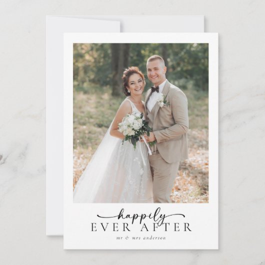 Elegant glücklich je nach Script Foto Hochzeit Dankeskarte (Vorderseite)