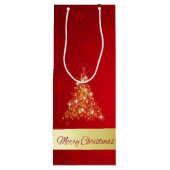 Elegant glühend fröhlicher Weihnachtsbaum Geschenktüte Für Weinflaschen (Rückseite)