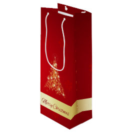 Elegant glühend fröhlicher Weihnachtsbaum Geschenktüte Für Weinflaschen