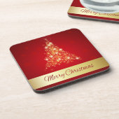 Elegant glühend fröhlicher Weihnachtsbaum Getränkeuntersetzer (Linke Seite)