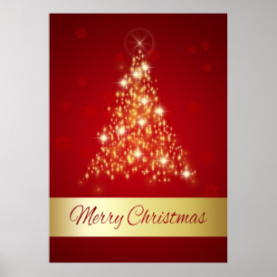 Elegant glühend fröhlicher Weihnachtsbaum Poster
