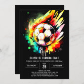Elegant Goal Printable Soccer Birthday Einladung (Vorne/Hinten)