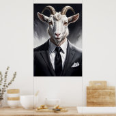 Elegant goat gentleman in formal portrait scene poster (Küche)
