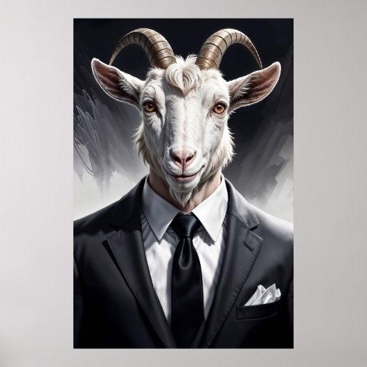 Elegant goat gentleman in formal portrait scene poster (Vorne)