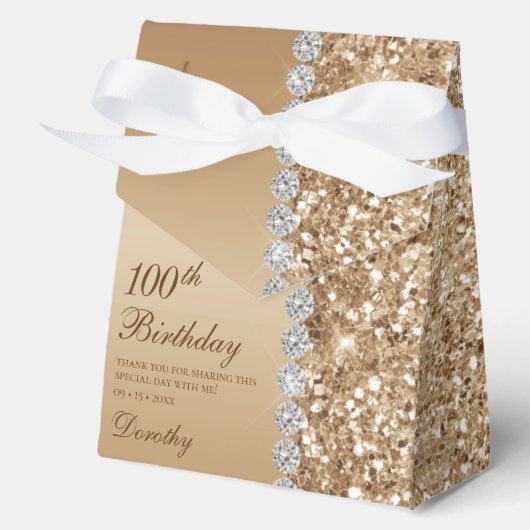 Elegant Gold 100. Geburtstag Geschenkschachtel (Vorderseite)