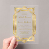 Elegant Gold 1920er Deko Frame Wedding Acryleinladungen (Insitu (Handheld))