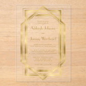 Elegant Gold 1920er Deko Frame Wedding Acryleinladungen (Vorderseite)