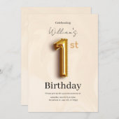 Elegant Gold 1st Birthday Invite, Minimalist Boy  Einladung (Vorne/Hinten)