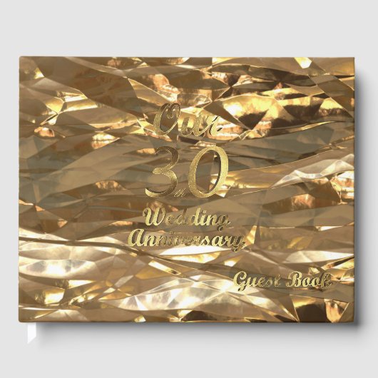 Elegant Gold 30. Wedding Anniversary Gast Book Gästebuch (Vorderseite)