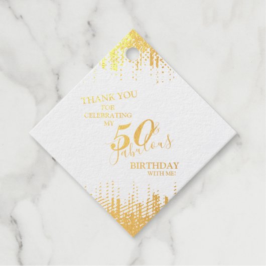 Elegant Gold 50 & Fabulous Birthday Real Foil Favo Geschenkanhänger (Vorderseite)