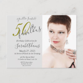 Elegant Gold 50 & Fabulous Foto Geburtstagsparty Postkarte