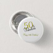 Elegant Gold 50 & Fabulous Geburtstag Button (Vorne & Hinten)