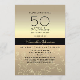 Elegant Gold 50. Geburtstag Einladung