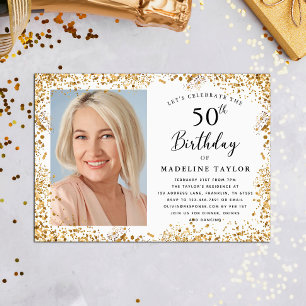Elegant Gold 50. Geburtstag Einladung