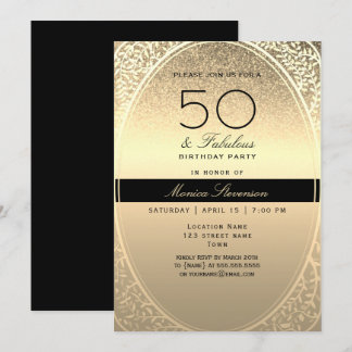 Elegant Gold 50. Geburtstag Einladung