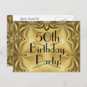 Elegant Gold 50. Geburtstag Einladung Postkarten (Vorne/Hinten)