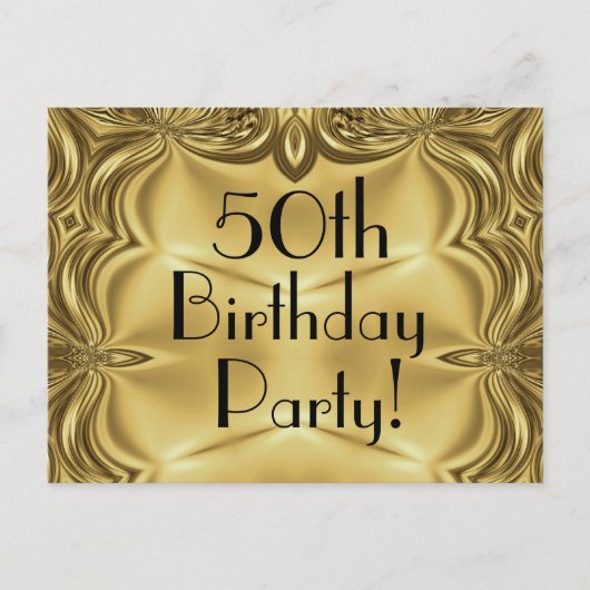 Elegant Gold 50. Geburtstag Einladung Postkarten (Vorderseite)