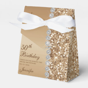 Elegant Gold 50. Geburtstag Geschenkschachtel