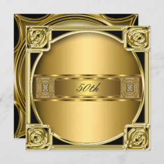 Elegant Gold 50. Geburtstagsparty Jubiläum Gold Einladung