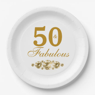 Elegant Gold 50. Geburtstagsparty Pappteller