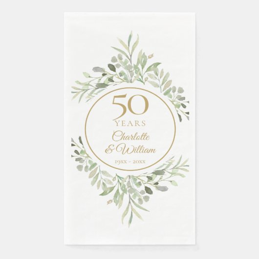 Elegant Gold 50. Hochzeit Jubiläum Grünen Serviette (Vorderseite)