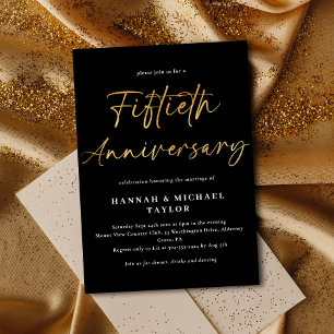 Elegant Gold 50. Hochzeitstag Einladung