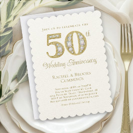 Elegant Gold 50. Hochzeitstag Einladung