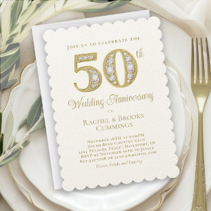 Elegant Gold 50. Hochzeitstag Einladung