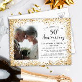 Elegant Gold 50. Hochzeitstag Einladungspostkarte