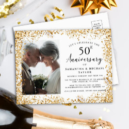 Elegant Gold 50. Hochzeitstag Einladungspostkarte