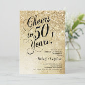 Elegant Gold 50 Jahre Einladung (Stehend Vorderseite)