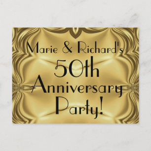 Elegant Gold 50 Jahre Einladung Postkarten