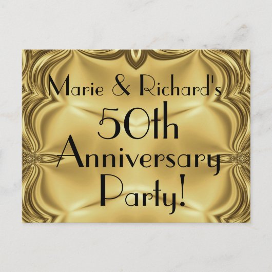 Elegant Gold 50 Jahre Einladung Postkarten (Vorderseite)