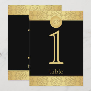 Elegant Gold 50. Jubiläums-Tischnummer Einladung