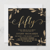 Elegant Gold 50 Script Black 50. Geburtstag Einladung (Vorderseite)
